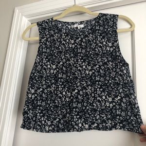 Noul navy floral print crop top tank XS